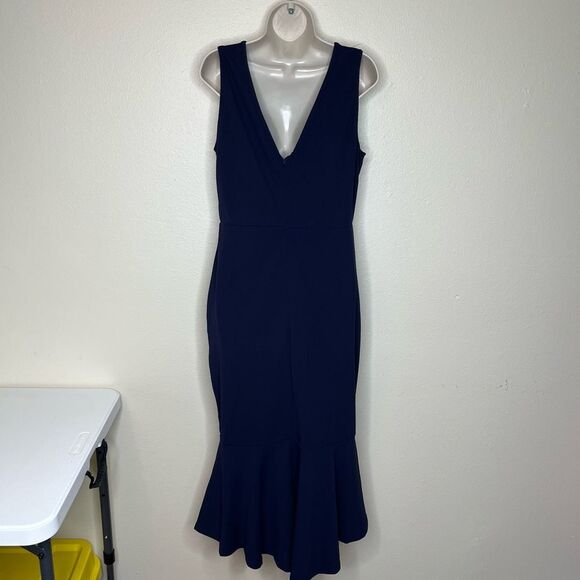New PrettyGarden Navy Blue Sleeveless Bodycon Formal Midi Dress Women Size Large - Picture 7 of 14